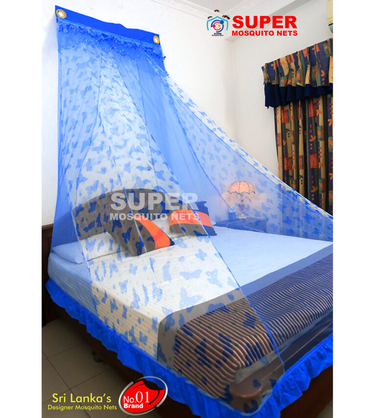 Super blue wall mosquito net on bed.jpg