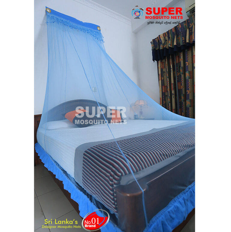 Super blue wall mosquito net on bed.jpg