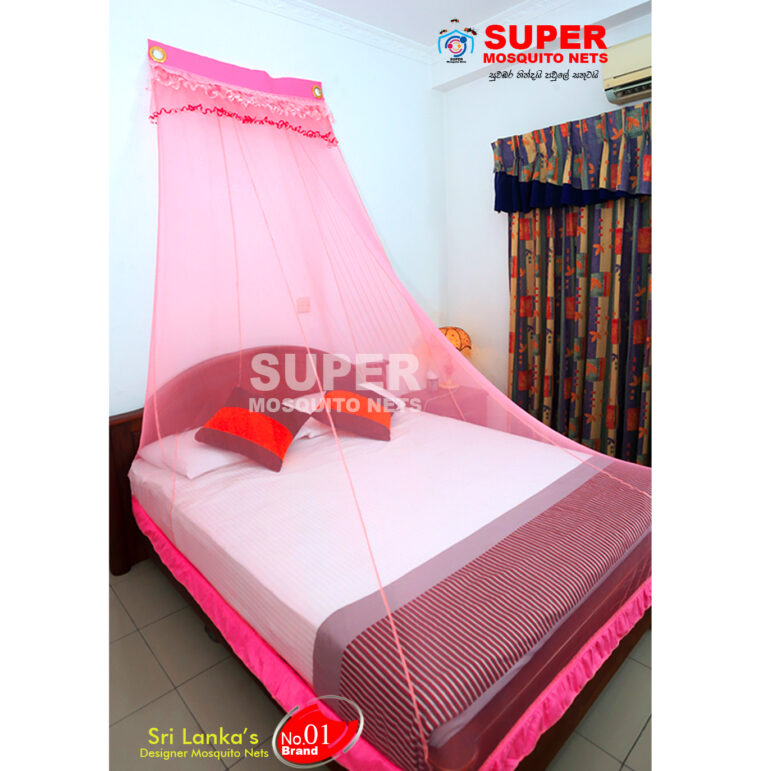 Super pink wall mosquito net on bed.jpg