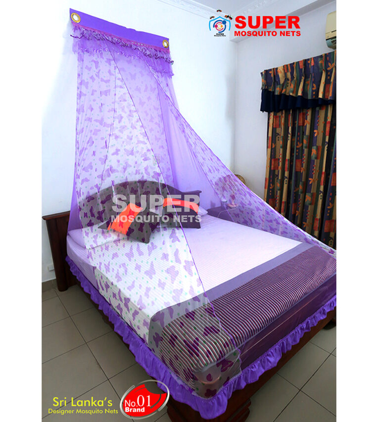 Wall Mosquito Net [6X5] Purple PRINTED (Warranty) - RumikMart